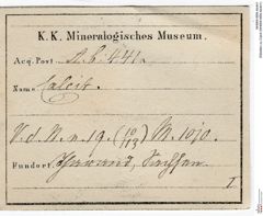 Etiketten zu Calcit (NHMW-MIN-Ab441)